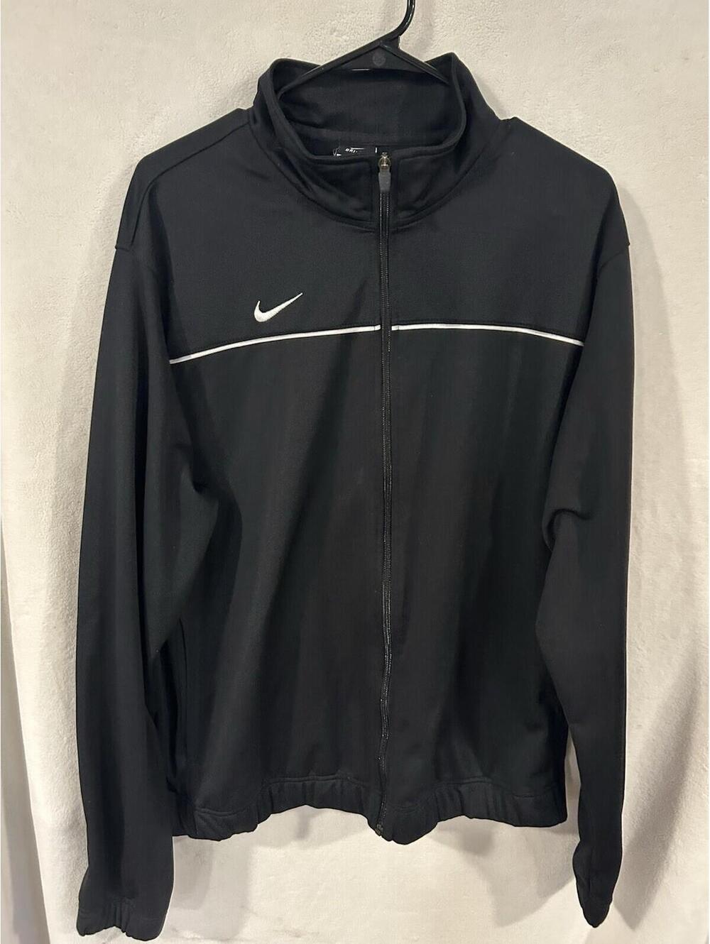 Nike Track Jacket, Warm Up, Mens Size L , Black/White, Full Zip, Pockets